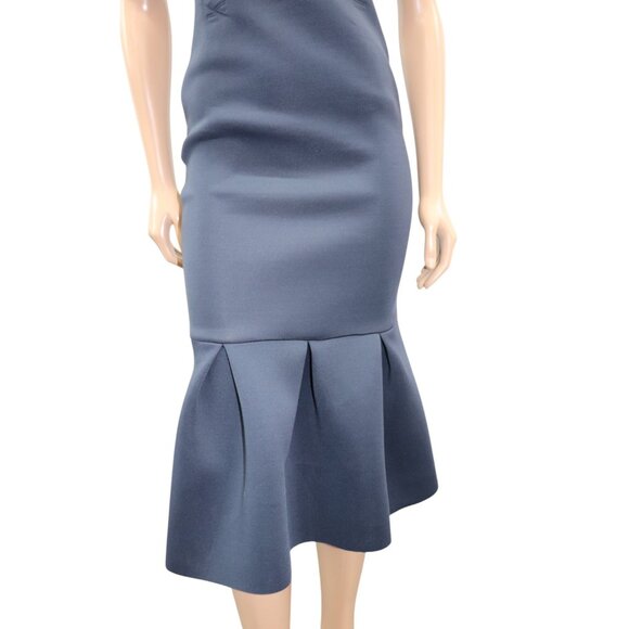 ASOS One Shoulder Cutout Trumpet Midi Dress Neoprene Navy Blue 6 - Picture 5 of 10